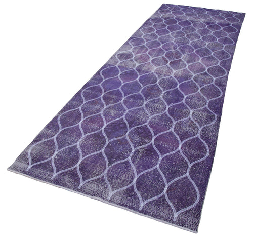 Geometric Carpet Mor Geometrik Pamuk Yün El Dokuma Halısı 131x382 Agacan