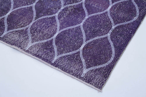 Geometric Carpet Mor Geometrik Pamuk Yün El Dokuma Halısı 131x382 Agacan