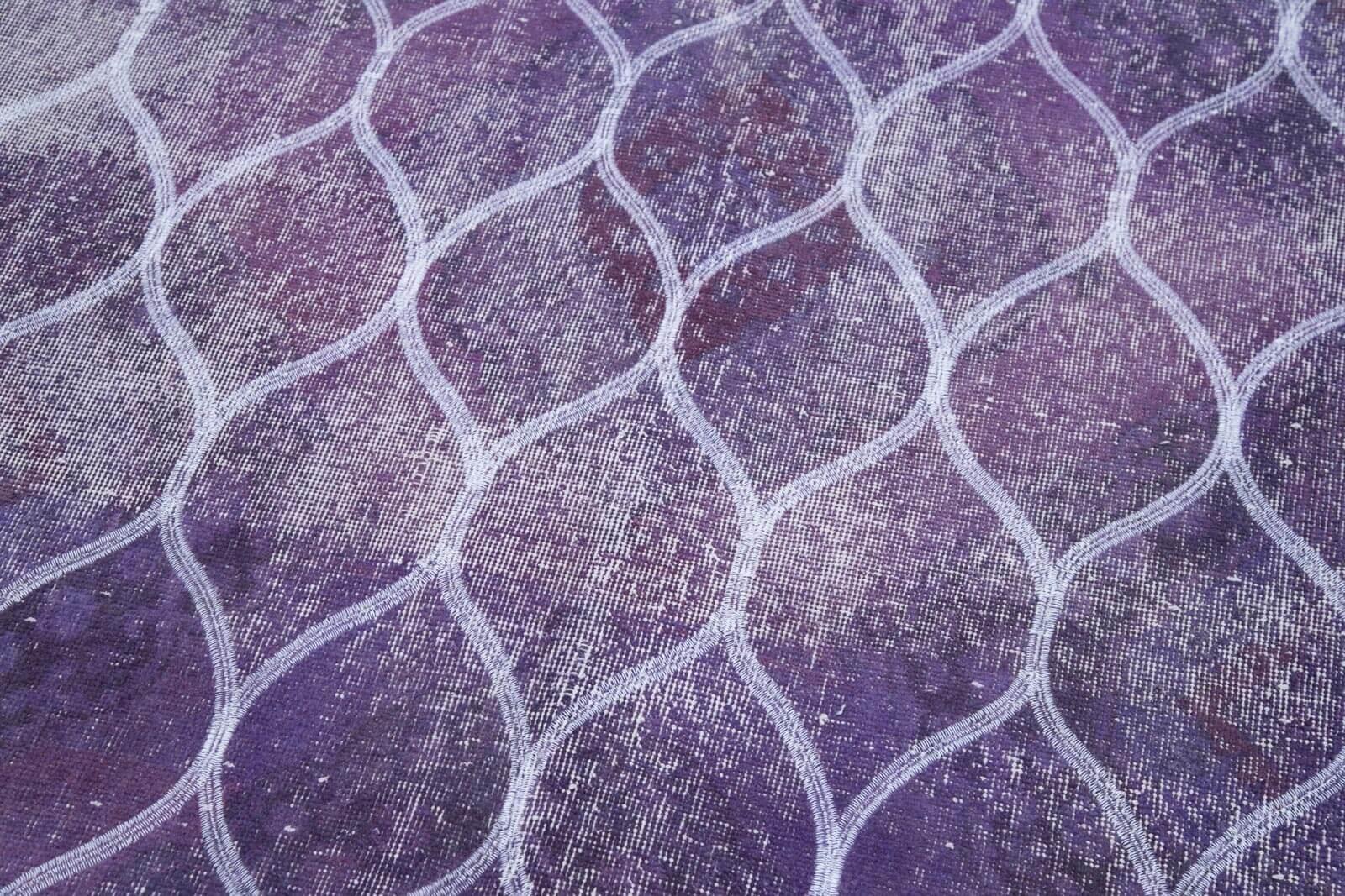 Geometric Carpet Mor Geometrik Pamuk Yün El Dokuma Halısı 131x382 Agacan