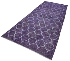 Geometric Carpet Mor Geometrik Pamuk Yün El Dokuma Halısı 144x374 Agacan