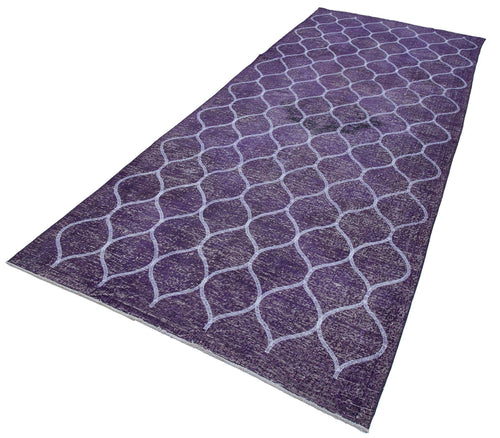 Geometric Carpet Mor Geometrik Pamuk Yün El Dokuma Halısı 144x374 Agacan
