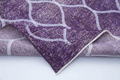 Geometric Carpet Mor Geometrik Pamuk Yün El Dokuma Halısı 144x374 Agacan