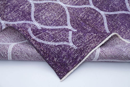 Geometric Carpet Mor Geometrik Pamuk Yün El Dokuma Halısı 144x374 Agacan