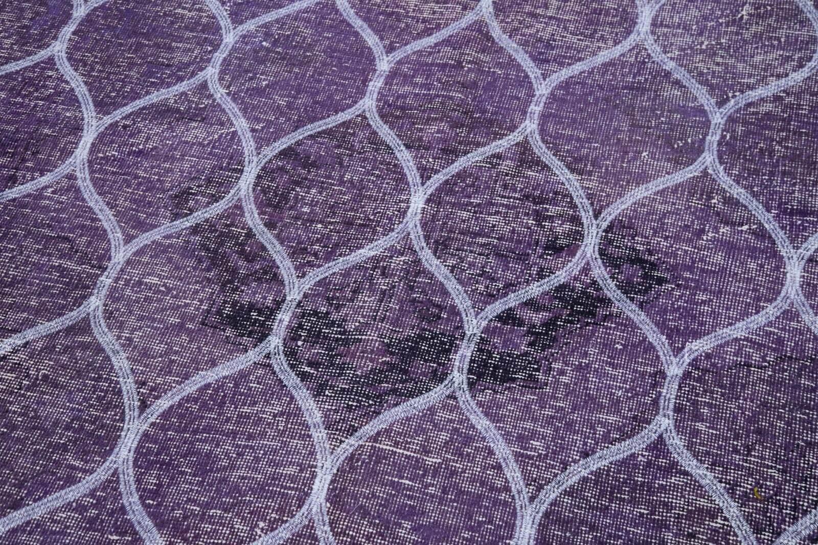 Geometric Carpet Mor Geometrik Pamuk Yün El Dokuma Halısı 144x374 Agacan