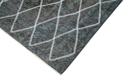 Geometric Carpet Mavi Geometrik Pamuk Yün El Dokuma Halısı 141x367 Agacan