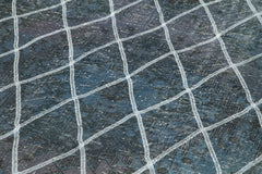 Geometric Carpet Mavi Geometrik Pamuk Yün El Dokuma Halısı 141x367 Agacan