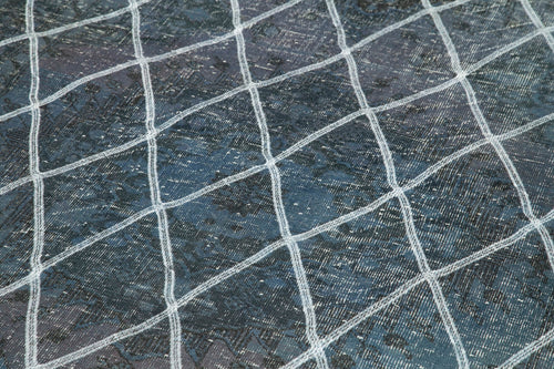 Geometric Carpet Mavi Geometrik Pamuk Yün El Dokuma Halısı 141x367 Agacan