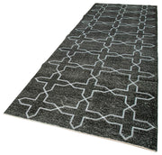 Geometric Carpet Siyah Geometrik Pamuk Yün El Dokuma Halısı 138x402 Agacan