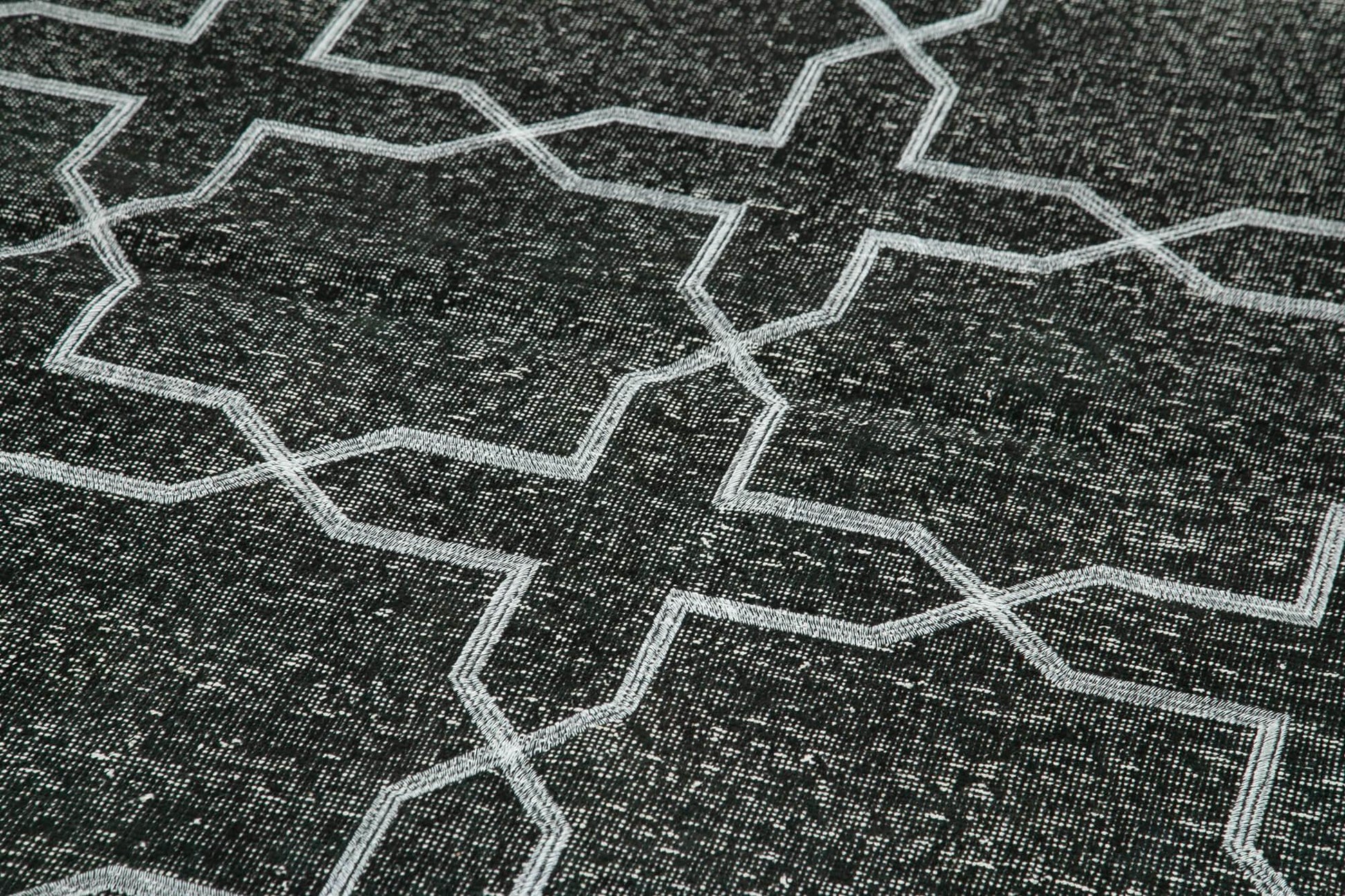 Geometric Carpet Siyah Geometrik Pamuk Yün El Dokuma Halısı 138x402 Agacan