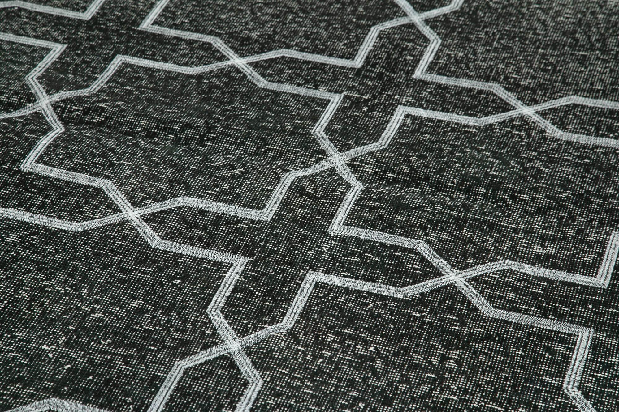 Geometric Carpet Siyah Geometrik Pamuk Yün El Dokuma Halısı 138x402 Agacan