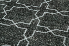 Geometric Carpet Siyah Geometrik Pamuk Yün El Dokuma Halısı 138x402 Agacan