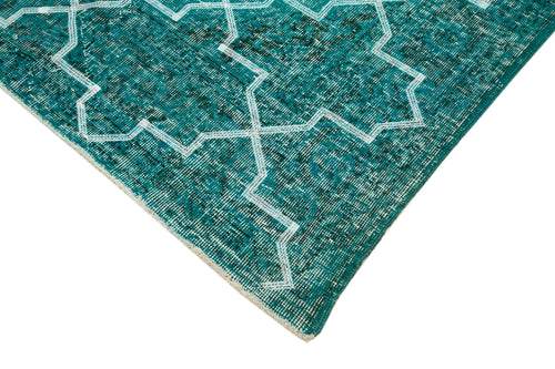 Geometric Carpet Turkuaz Geometrik Pamuk Yün El Dokuma Halısı 152x384 Agacan