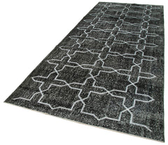 Geometric Carpet Siyah Geometrik Pamuk Yün El Dokuma Halısı 150x391 Agacan