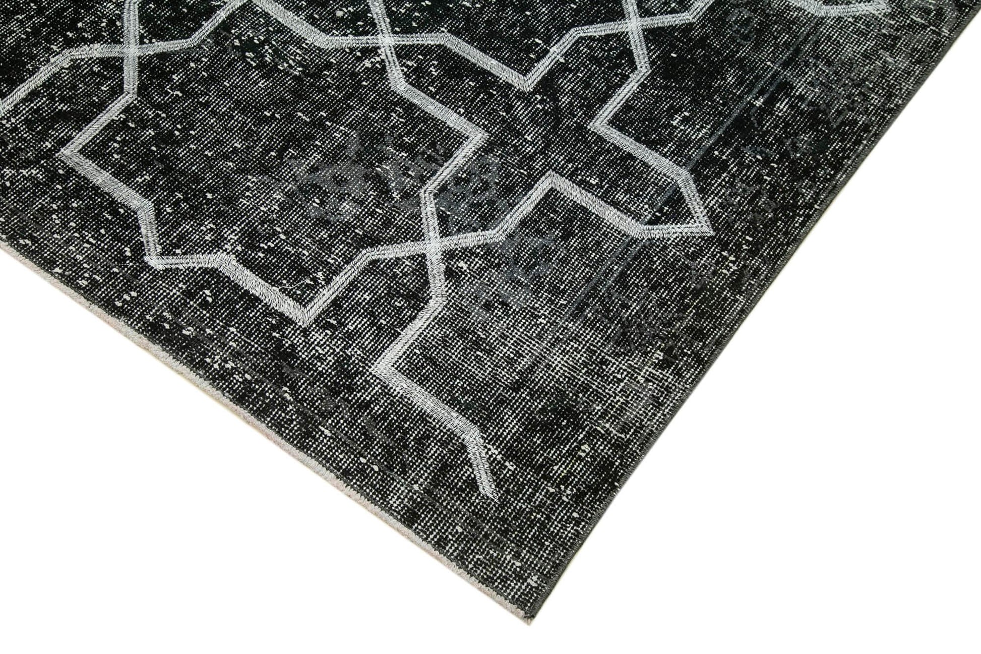 Geometric Carpet Siyah Geometrik Pamuk Yün El Dokuma Halısı 150x391 Agacan