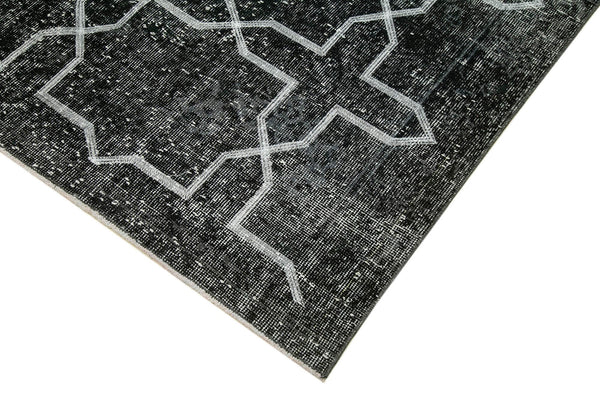 Geometric Carpet Siyah Geometrik Pamuk Yün El Dokuma Halısı 150x391 Agacan