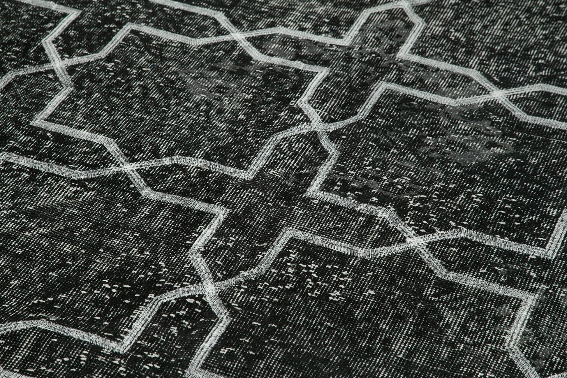Geometric Carpet Siyah Geometrik Pamuk Yün El Dokuma Halısı 150x391 Agacan