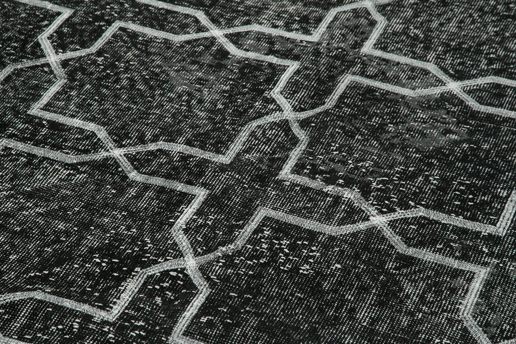 Geometric Carpet Siyah Geometrik Pamuk Yün El Dokuma Halısı 150x391 Agacan