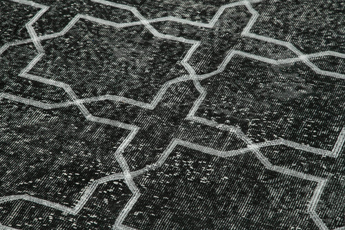 Geometric Carpet Siyah Geometrik Pamuk Yün El Dokuma Halısı 150x391 Agacan