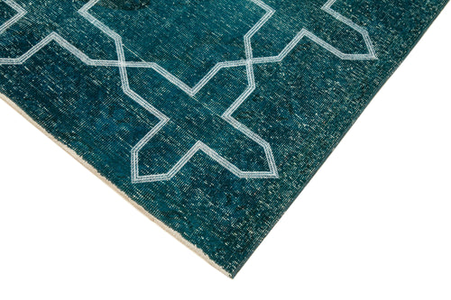 Geometric Carpet Turkuaz Geometrik Pamuk Yün El Dokuma Halısı 140x402 Agacan