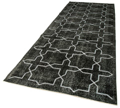 Geometric Carpet Siyah Geometrik Pamuk Yün El Dokuma Halısı 142x390 Agacan