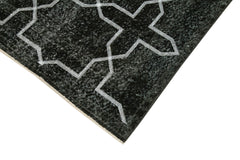 Geometric Carpet Siyah Geometrik Pamuk Yün El Dokuma Halısı 142x390 Agacan