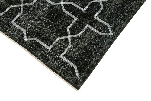 Geometric Carpet Siyah Geometrik Pamuk Yün El Dokuma Halısı 142x390 Agacan