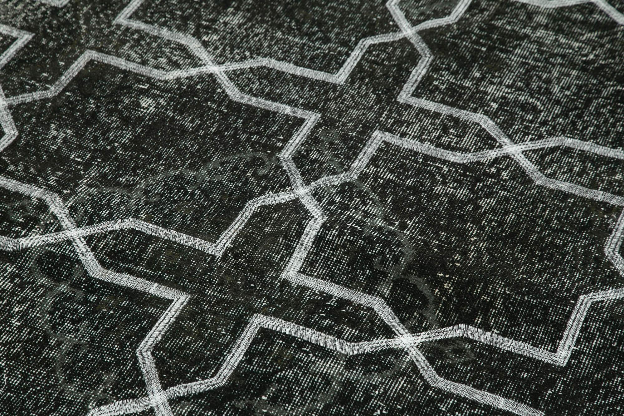 Geometric Carpet Siyah Geometrik Pamuk Yün El Dokuma Halısı 142x390 Agacan