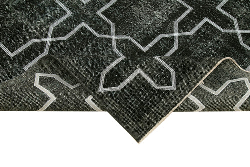 Geometric Carpet Siyah Geometrik Pamuk Yün El Dokuma Halısı 142x390 Agacan