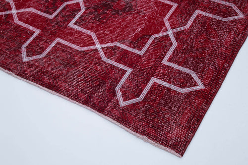 Geometric Carpet Kırmızı Geometrik Pamuk Yün El Dokuma Halısı 143x384 Agacan