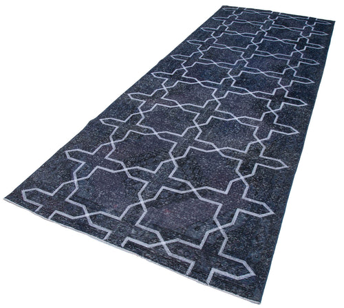 Geometric Carpet Gri Geometrik Pamuk Yün El Dokuma Halısı 141x384 Agacan