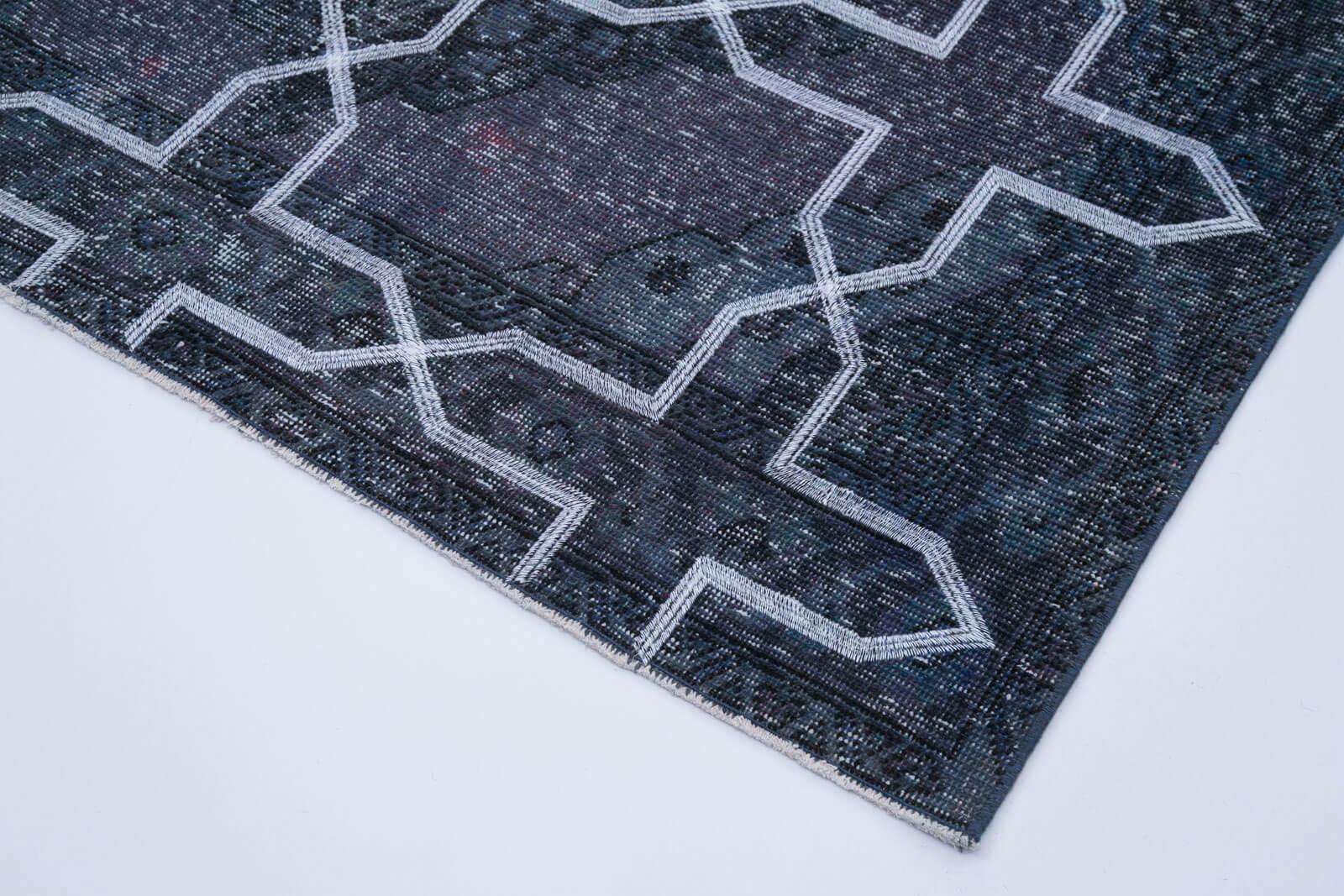Geometric Carpet Gri Geometrik Pamuk Yün El Dokuma Halısı 141x384 Agacan