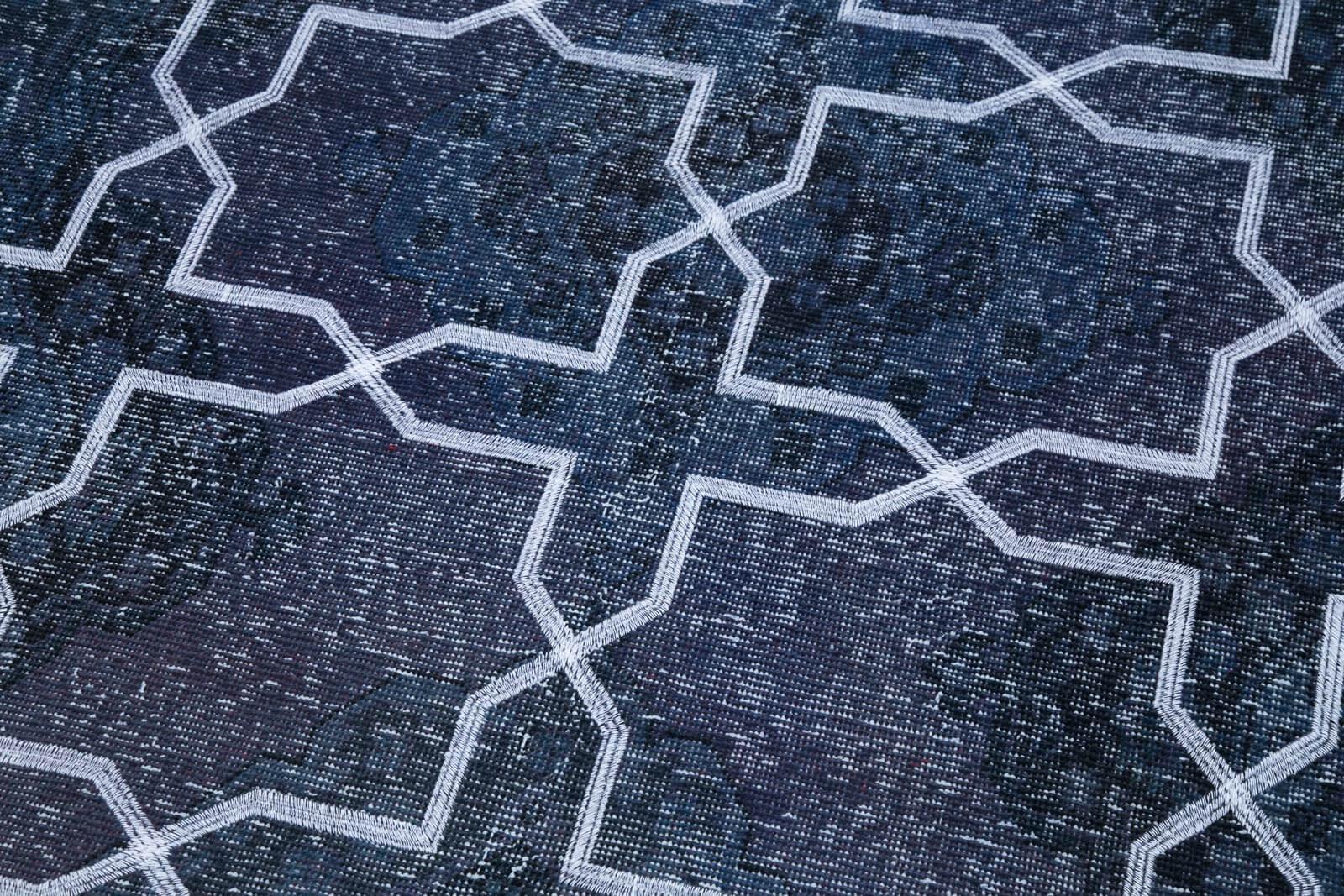 Geometric Carpet Gri Geometrik Pamuk Yün El Dokuma Halısı 141x384 Agacan