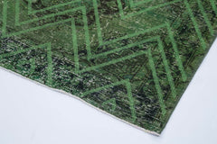 Geometric Carpet Yeşil Geometrik Pamuk Yün El Dokuma Halısı 142x406 Agacan