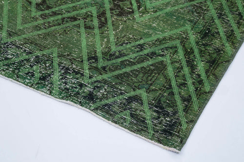 Geometric Carpet Yeşil Geometrik Pamuk Yün El Dokuma Halısı 142x406 Agacan