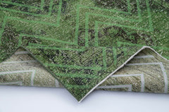 Geometric Carpet Yeşil Geometrik Pamuk Yün El Dokuma Halısı 142x406 Agacan