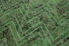 Geometric Carpet Yeşil Geometrik Pamuk Yün El Dokuma Halısı 142x406 Agacan