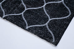 Geometric Carpet Siyah Geometrik Pamuk Yün El Dokuma Halısı 136x384 Agacan