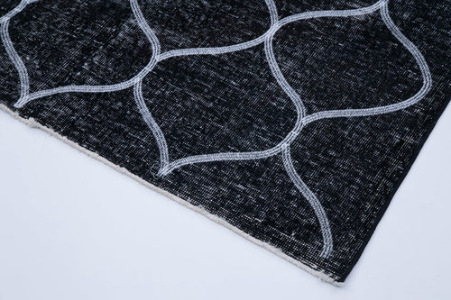 Geometric Carpet Siyah Geometrik Pamuk Yün El Dokuma Halısı 136x384 Agacan