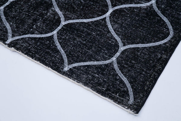 Geometric Carpet Siyah Geometrik Pamuk Yün El Dokuma Halısı 136x384 Agacan