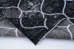 Geometric Carpet Siyah Geometrik Pamuk Yün El Dokuma Halısı 136x384 Agacan