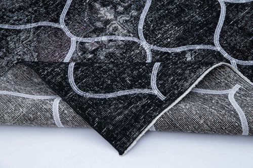 Geometric Carpet Siyah Geometrik Pamuk Yün El Dokuma Halısı 136x384 Agacan