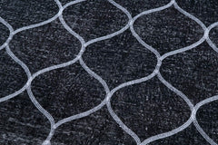 Geometric Carpet Siyah Geometrik Pamuk Yün El Dokuma Halısı 136x384 Agacan