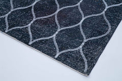 Geometric Carpet Mavi Geometrik Pamuk Yün El Dokuma Halısı 145x380 Agacan