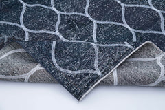 Geometric Carpet Mavi Geometrik Pamuk Yün El Dokuma Halısı 145x380 Agacan