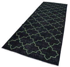 Geometric Carpet Siyah Geometrik Pamuk Yün El Dokuma Halısı 141x388 Agacan