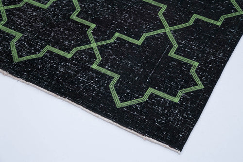 Geometric Carpet Siyah Geometrik Pamuk Yün El Dokuma Halısı 141x388 Agacan