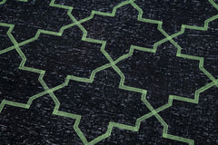 Geometric Carpet Siyah Geometrik Pamuk Yün El Dokuma Halısı 141x388 Agacan