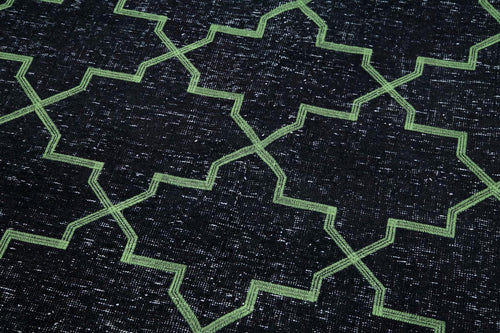 Geometric Carpet Siyah Geometrik Pamuk Yün El Dokuma Halısı 141x388 Agacan