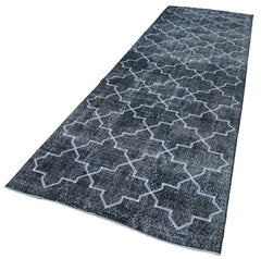 Geometric Carpet Siyah Geometrik Pamuk Yün El Dokuma Halısı 135x412 Agacan