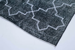 Geometric Carpet Siyah Geometrik Pamuk Yün El Dokuma Halısı 135x412 Agacan